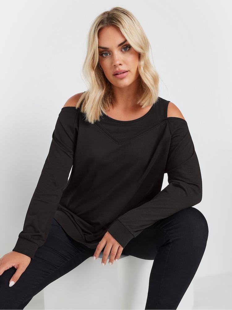 Yours Curve Black 2 In 1 Bardot 100% Cotton T-Shirt - Image 1 of 4