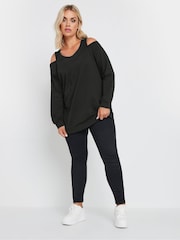 Yours Curve Black 2 In 1 Bardot 100% Cotton T-Shirt - Image 2 of 4