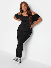 Yours Curve Black Cold Shoulder T-Shirts 2 Pack - Image 5 of 8