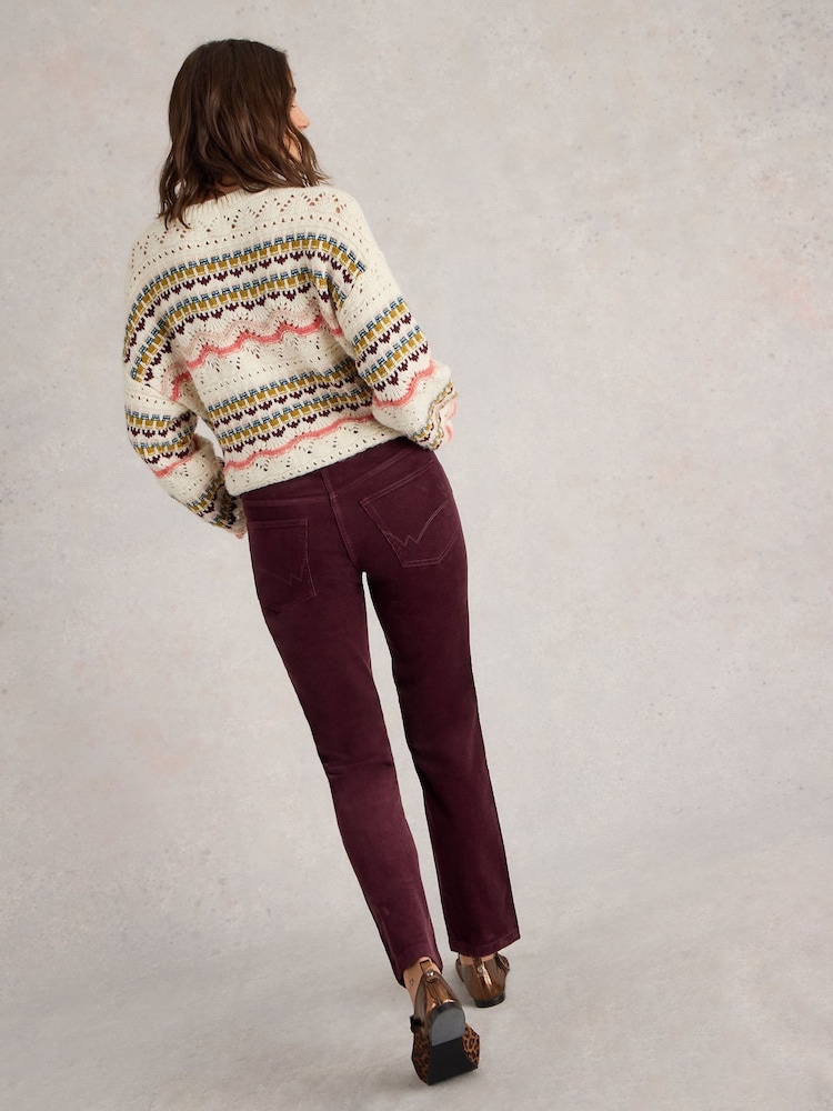 White Stuff Purple Brooke Straight Cord Trousers - Image 2 of 6