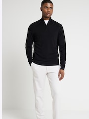 River Island Black Slim Fit Viscose Quarter Zip Jumper - Image 3 of 4
