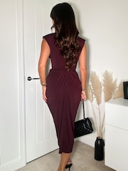 AX Paris Green Wrap Draped Midi Dress - Image 2 of 4