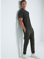 River Island Green Slim Fit Smart 100% Cotton Cargo Joggers - Image 1 of 3