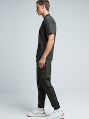 River Island Green Slim Fit Smart 100% Cotton Cargo Joggers - Image 3 of 3