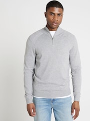 River Island Grey Slim Fit Viscose Quarter Zip Jumper - Image 2 of 4