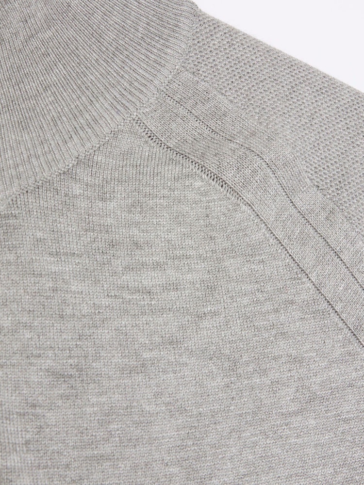 River Island Grey Slim Fit Viscose Quarter Zip Jumper - Image 4 of 4