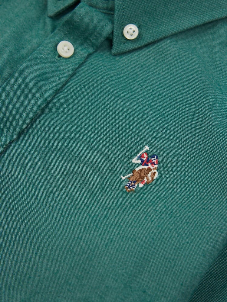 U.S. Polo Assn. Green Peached Boys Oxford 100% Cotton Shirt - Image 8 of 8