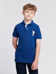 U.S. Polo Assn. Coral Blue Boys 100% Cotton Player 3 Polo Shirt - Image 1 of 9