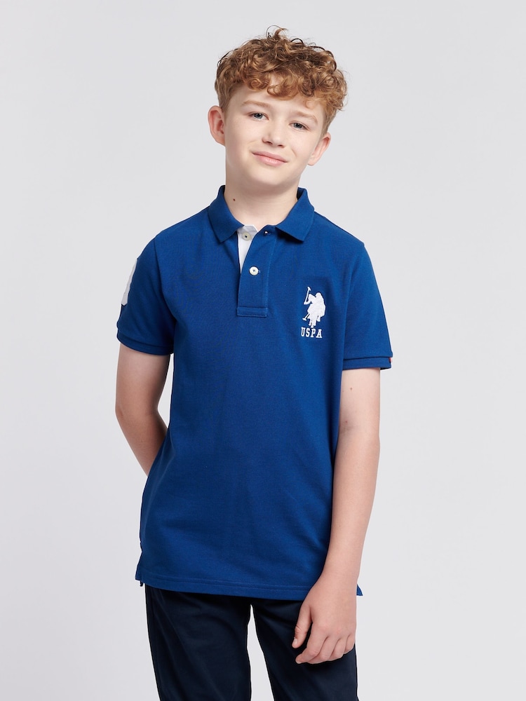 U.S. Polo Assn. Coral Blue Boys 100% Cotton Player 3 Polo Shirt - Image 1 of 9