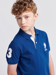 U.S. Polo Assn. Coral Blue Boys 100% Cotton Player 3 Polo Shirt - Image 2 of 9