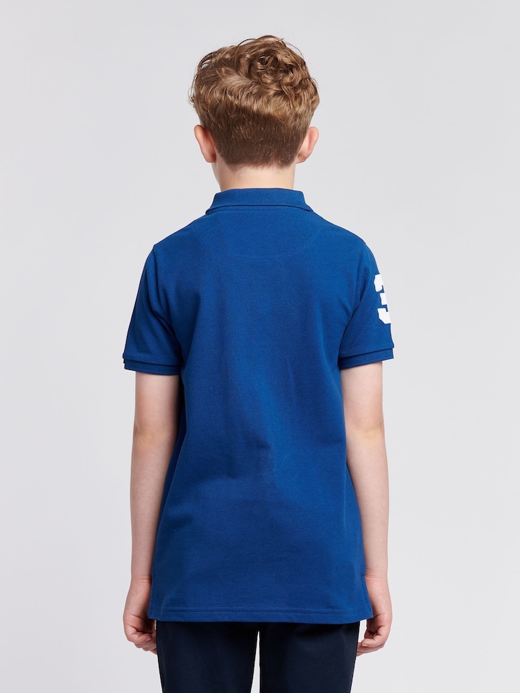 U.S. Polo Assn. Coral Blue Boys 100% Cotton Player 3 Polo Shirt - Image 4 of 9