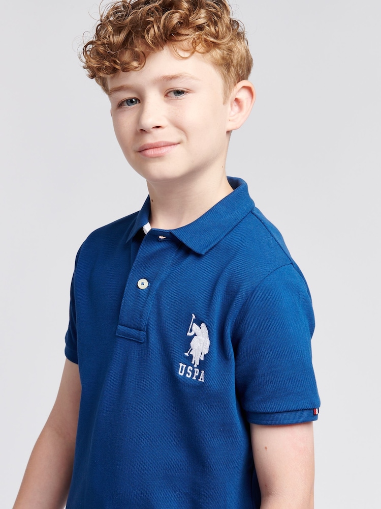 U.S. Polo Assn. Coral Blue Boys 100% Cotton Player 3 Polo Shirt - Image 5 of 9