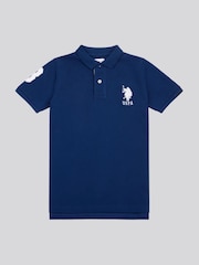 U.S. Polo Assn. Coral Blue Boys 100% Cotton Player 3 Polo Shirt - Image 6 of 9