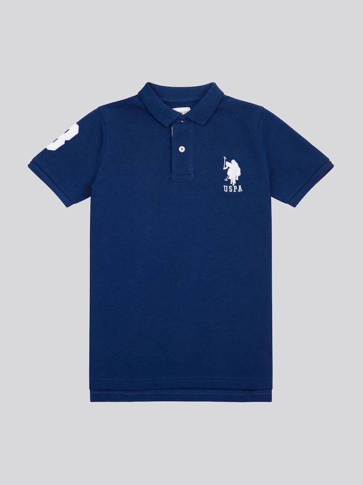 U.S. Polo Assn. Coral Blue Boys 100% Cotton Player 3 Polo Shirt - Image 6 of 9