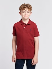 U.S. Polo Assn. Dark Red Boys Double Horsemen 100% Cotton Polo Shirt - Image 1 of 4
