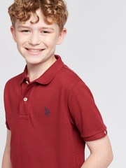 U.S. Polo Assn. Dark Red Boys Double Horsemen 100% Cotton Polo Shirt - Image 2 of 4