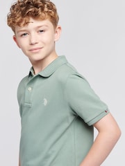 U.S. Polo Assn. Green Light Boys Double Horsemen 100% Cotton Polo Shirt - Image 2 of 8