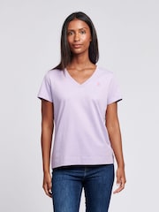 U.S. Polo Assn. Purple Regular Fit Womens V-Neck 100% Cotton T-Shirt - Image 1 of 4