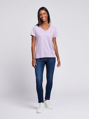 U.S. Polo Assn. Purple Regular Fit Womens V-Neck 100% Cotton T-Shirt - Image 3 of 4