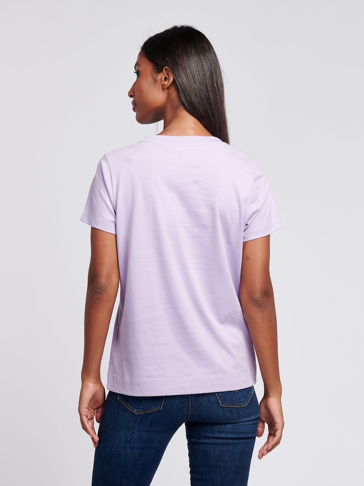 U.S. Polo Assn. Purple Regular Fit Womens V-Neck 100% Cotton T-Shirt - Image 4 of 4