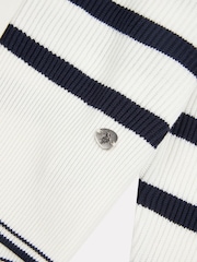 U.S. Polo Assn. White Womens Stripe Cropped Rib Cardigan - Image 4 of 4
