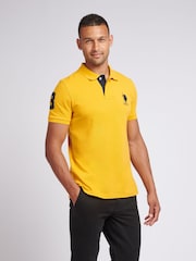 أصفر كروم - U.S. Polo Assn. Regular Fit Mens Player 3 Pique 100% Cotton Polo Shirt - صورة 1 من 9