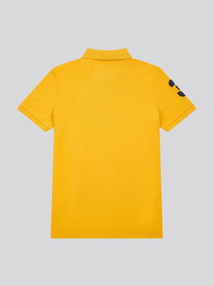 U.S. Polo Assn. Yellow Chrome Regular Fit Mens Player 3 Pique 100% Cotton Polo Shirt - Image 6 of 9