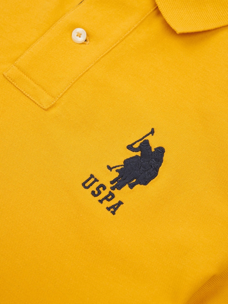 U.S. Polo Assn. Yellow Chrome Regular Fit Mens Player 3 Pique 100% Cotton Polo Shirt - Image 7 of 9