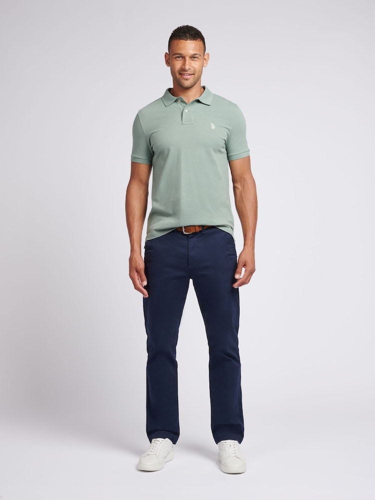 U.S. Polo Assn. Mint Green Regular Fit Pique 100% Cotton Polo Shirt - Image 3 of 6