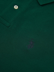 U.S. Polo Assn. Dark Green Regular Fit Pique 100% Cotton Polo Shirt - Image 7 of 8