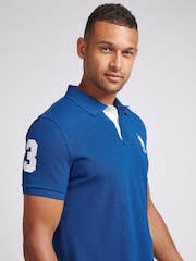 U.S. Polo Assn. Cobalt Blue Regular Fit Mens Player 3 Pique 100% Cotton Polo Shirt - Image 2 of 8
