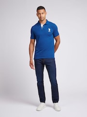 U.S. Polo Assn. Cobalt Blue Regular Fit Mens Player 3 Pique 100% Cotton Polo Shirt - Image 3 of 8