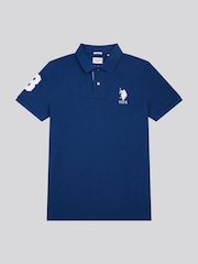 U.S. Polo Assn. Cobalt Blue Regular Fit Mens Player 3 Pique 100% Cotton Polo Shirt - Image 5 of 8