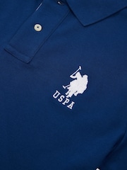 U.S. Polo Assn. Cobalt Blue Regular Fit Mens Player 3 Pique 100% Cotton Polo Shirt - Image 7 of 8