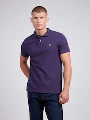 أرجواني متوسط - قميص بولو منسوج من القطن 100%، تلبيس قياسي من U.S. Polo Assn. - صورة 1 من 4
