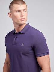 أرجواني متوسط - قميص بولو منسوج من القطن 100%، تلبيس قياسي من U.S. Polo Assn. - صورة 2 من 4