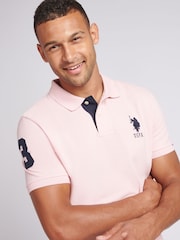 وردي - Mulberry - U.S. Polo Assn. Regular Fit Mens Player 3 Pique 100% Cotton Polo Shirt - صورة 2 من 6