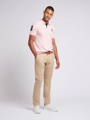 وردي - Mulberry - U.S. Polo Assn. Regular Fit Mens Player 3 Pique 100% Cotton Polo Shirt - صورة 3 من 6