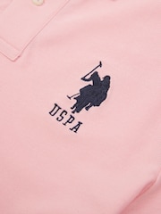 وردي - Mulberry - U.S. Polo Assn. Regular Fit Mens Player 3 Pique 100% Cotton Polo Shirt - صورة 6 من 6