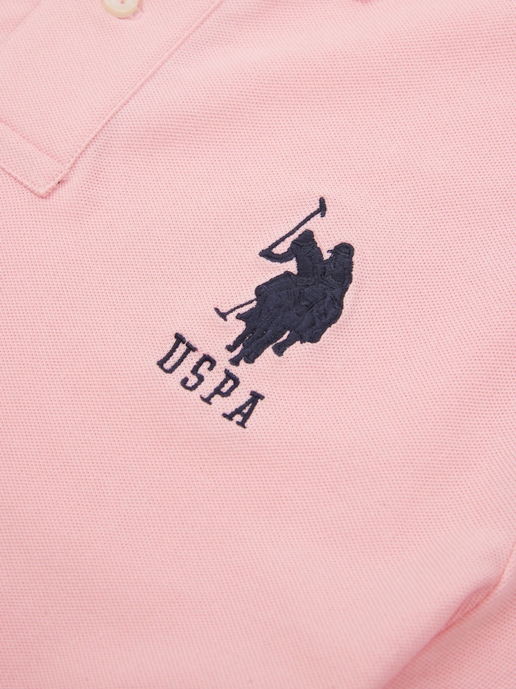 وردي - Mulberry - U.S. Polo Assn. Regular Fit Mens Player 3 Pique 100% Cotton Polo Shirt - صورة 6 من 6