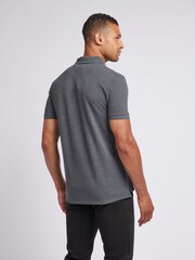 U.S. Polo Assn. Charcoal Black Regular Fit Pique 100% Cotton Polo Shirt - Image 2 of 4