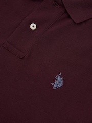 U.S. Polo Assn. Brown Red Regular Fit Pique 100% Cotton Polo Shirt - Image 7 of 8