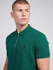 U.S. Polo Assn U.S. Polo Assn Mens Regular Fit Green Texture Polo Shirt - Imagen 4 de 6