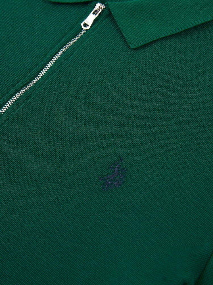 U.S. Polo Assn U.S. Polo Assn Mens Regular Fit Green Texture Polo Shirt - Imagen 6 de 6