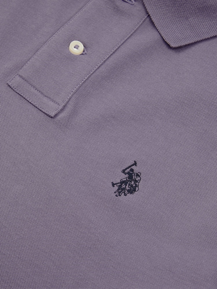 U.S. Polo Assn. Indigo Purple Regular Fit Pique 100% Cotton Polo Shirt - Image 7 of 7