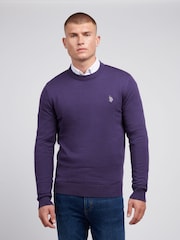 U.S. Polo Assn. Purple Mens Cotton Crew Neck Jumper - Image 1 of 7