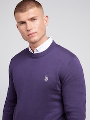 U.S. Polo Assn. Purple Mens Cotton Crew Neck Jumper - Image 2 of 7