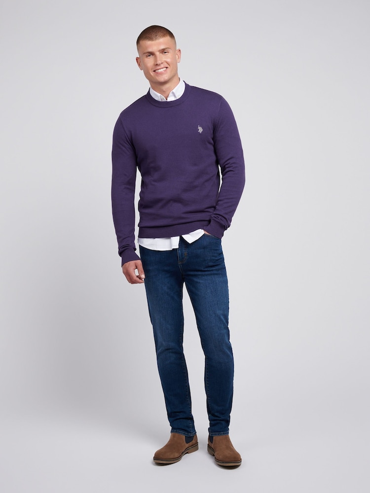 U.S. Polo Assn. Purple Mens Cotton Crew Neck Jumper - Image 3 of 7