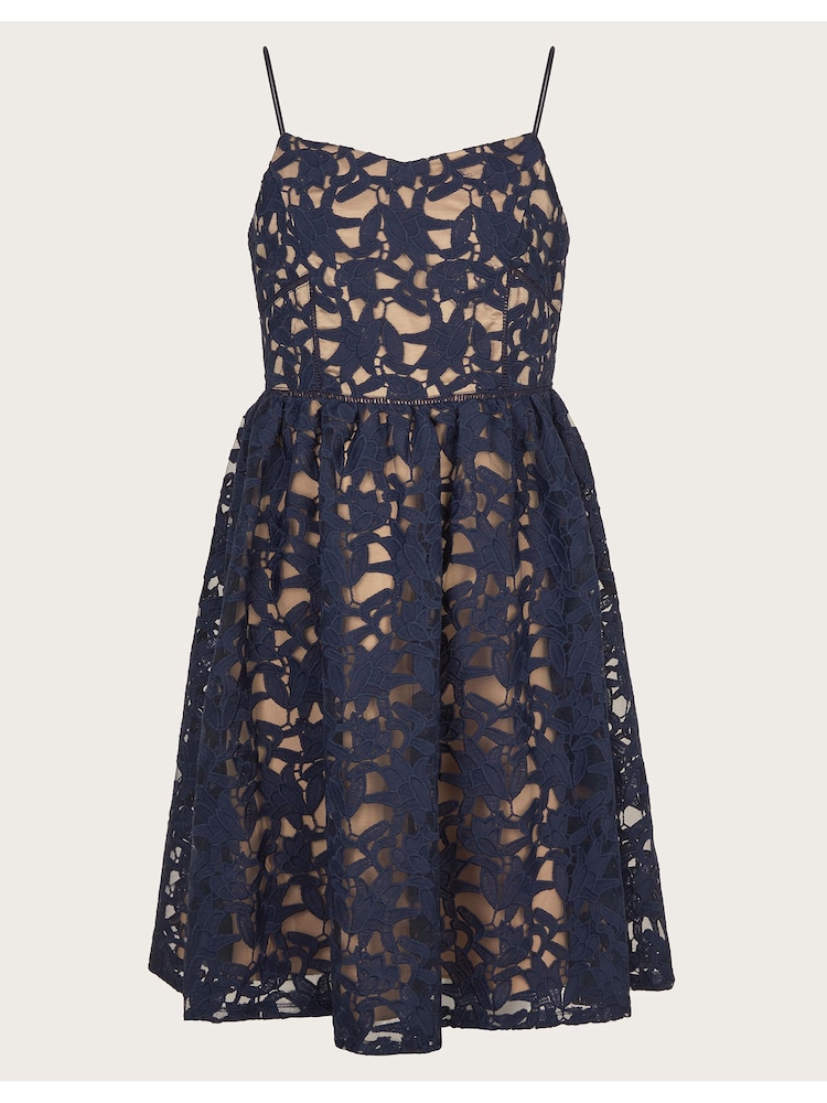 Monsoon Blue Mabel Lace Strappy Prom Dress - Image 1 of 3