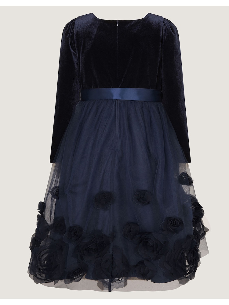Monsoon Blue Long Sleeve 3D Floral Dress - Image 2 of 3
